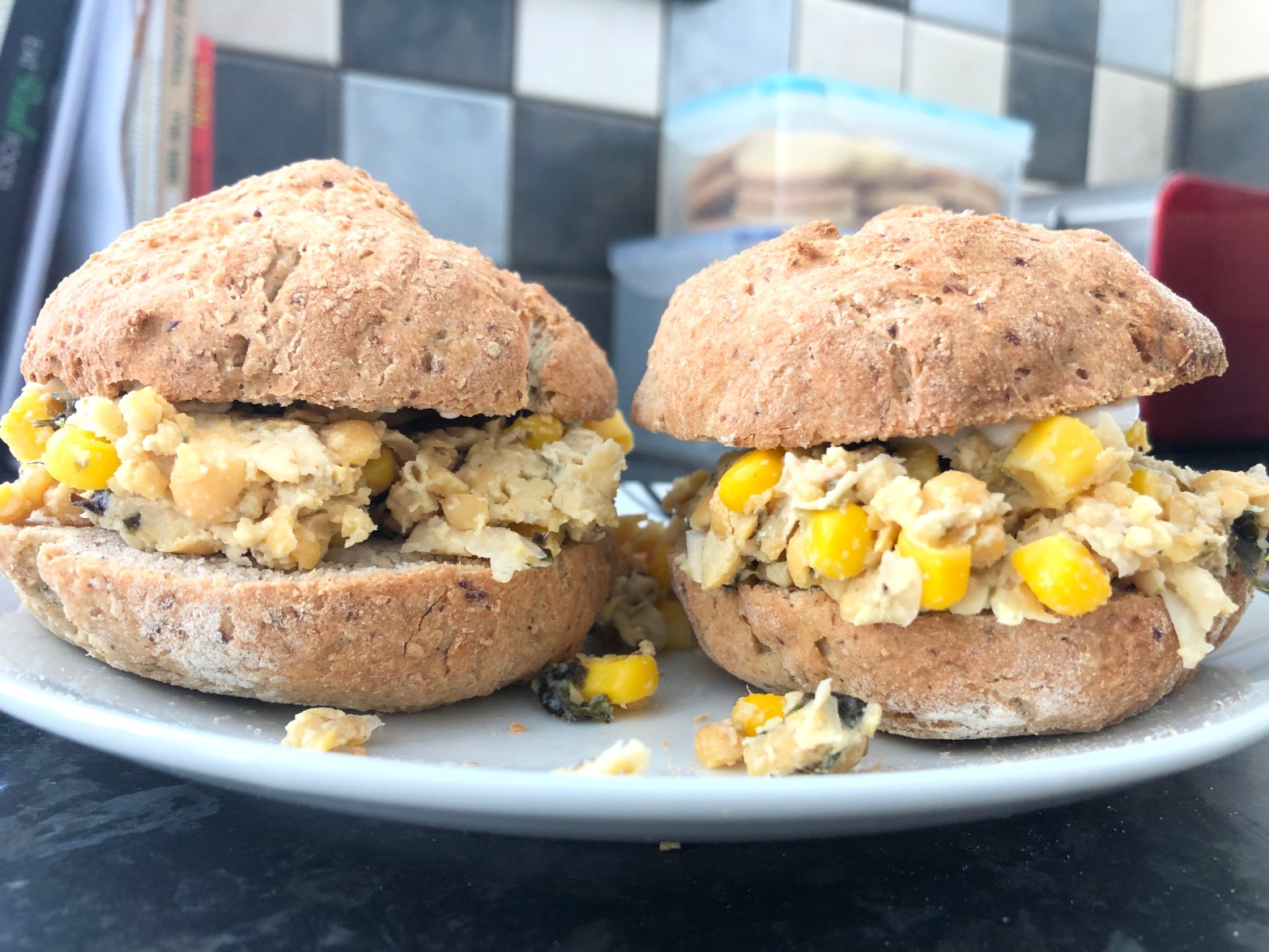 seaweed sweetcorn chickpea sandwiches